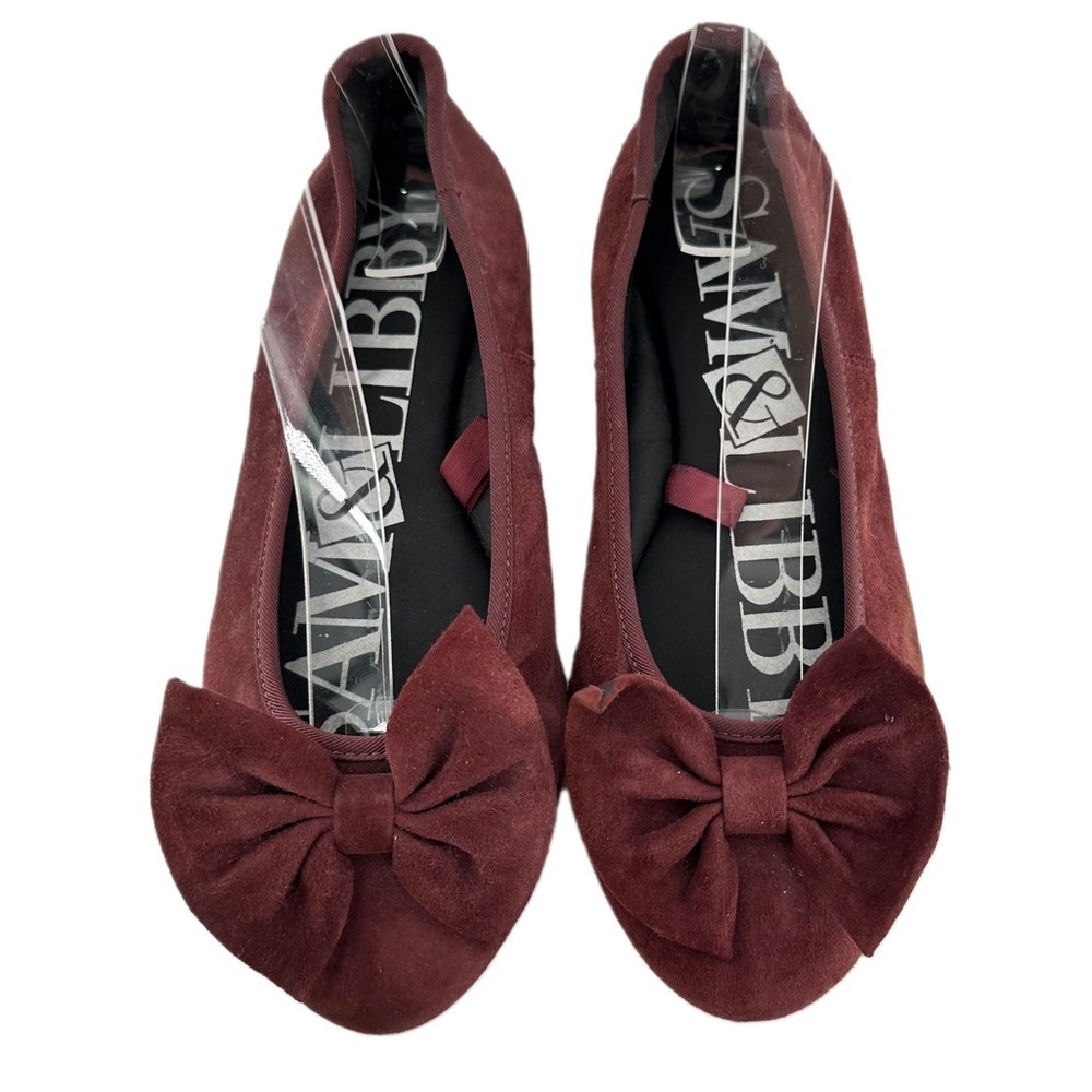 Sam and Libby womens flats size 6 burgundy suede bow ballet